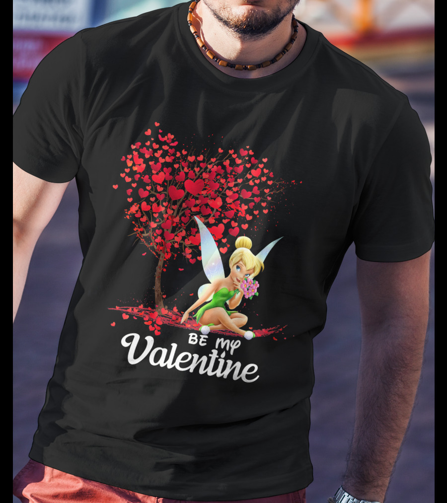 Be My Valentine Tinkerbell Hearts Tree T-Shirt