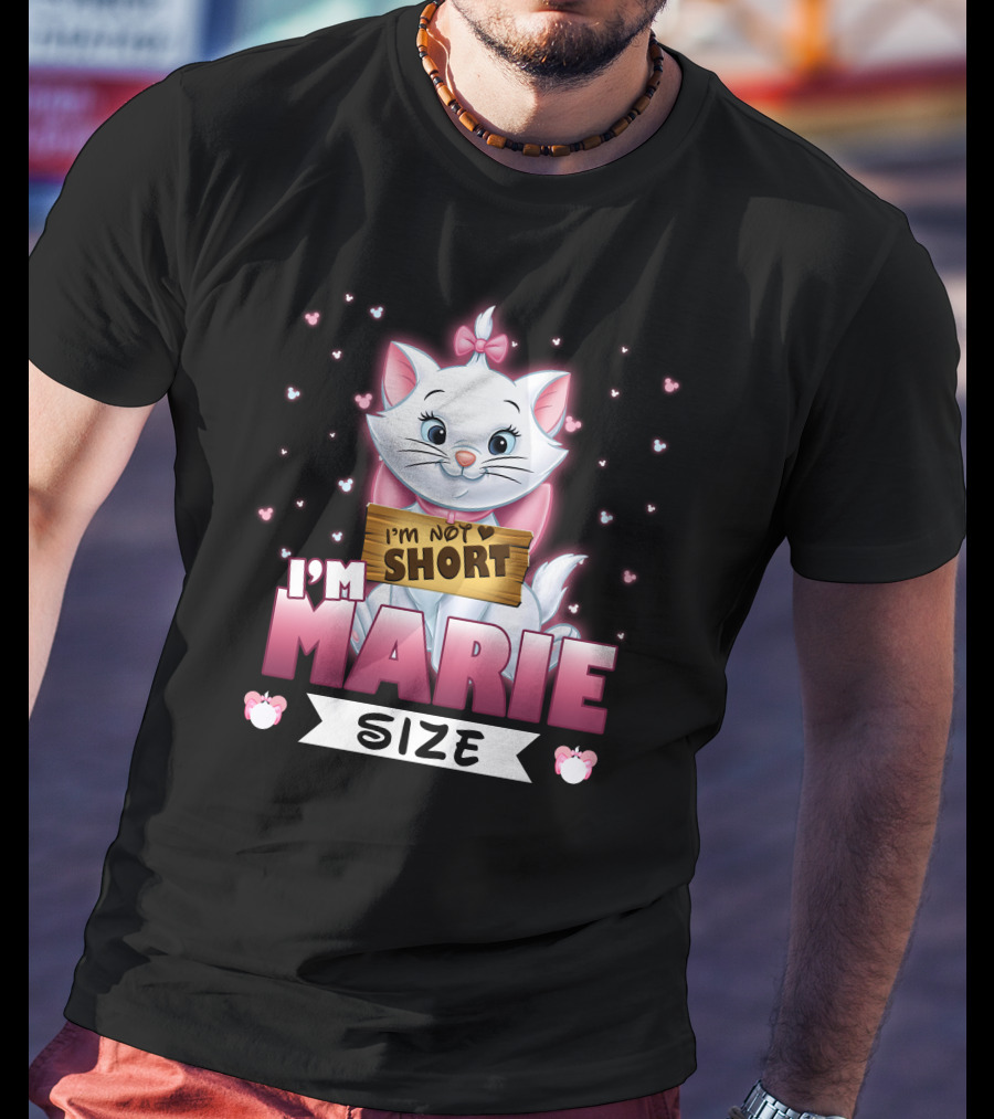 I'm Not Short I'm Marie Size Cat With Heart Background T-Shirt