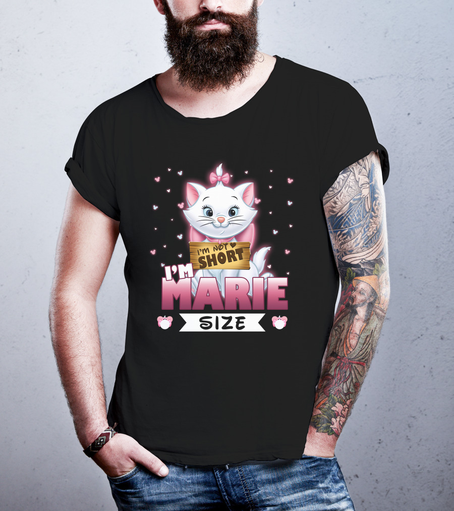 I'm Not Short I'm Marie Size Cat With Heart Background T-Shirt