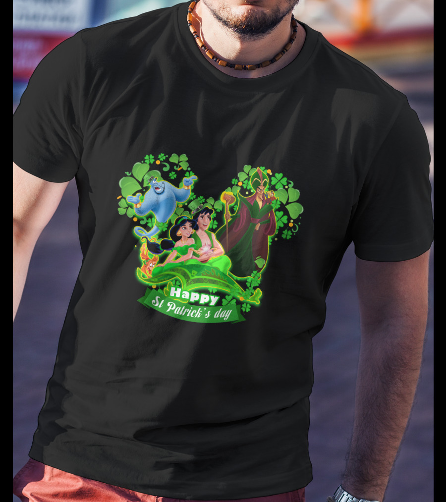 Happy St Patrick's Day Aladdin Jasmine Genie Jafar T-Shirt