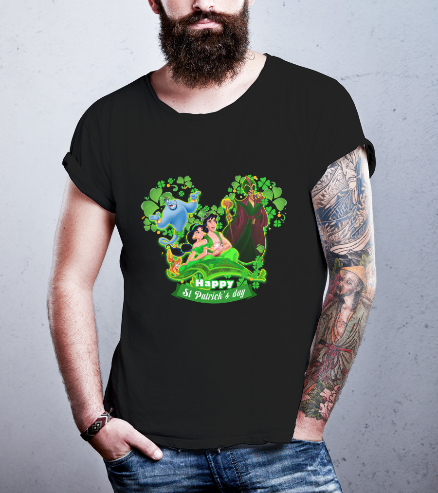 Happy St Patrick's Day Aladdin Jasmine Genie Jafar T-Shirt