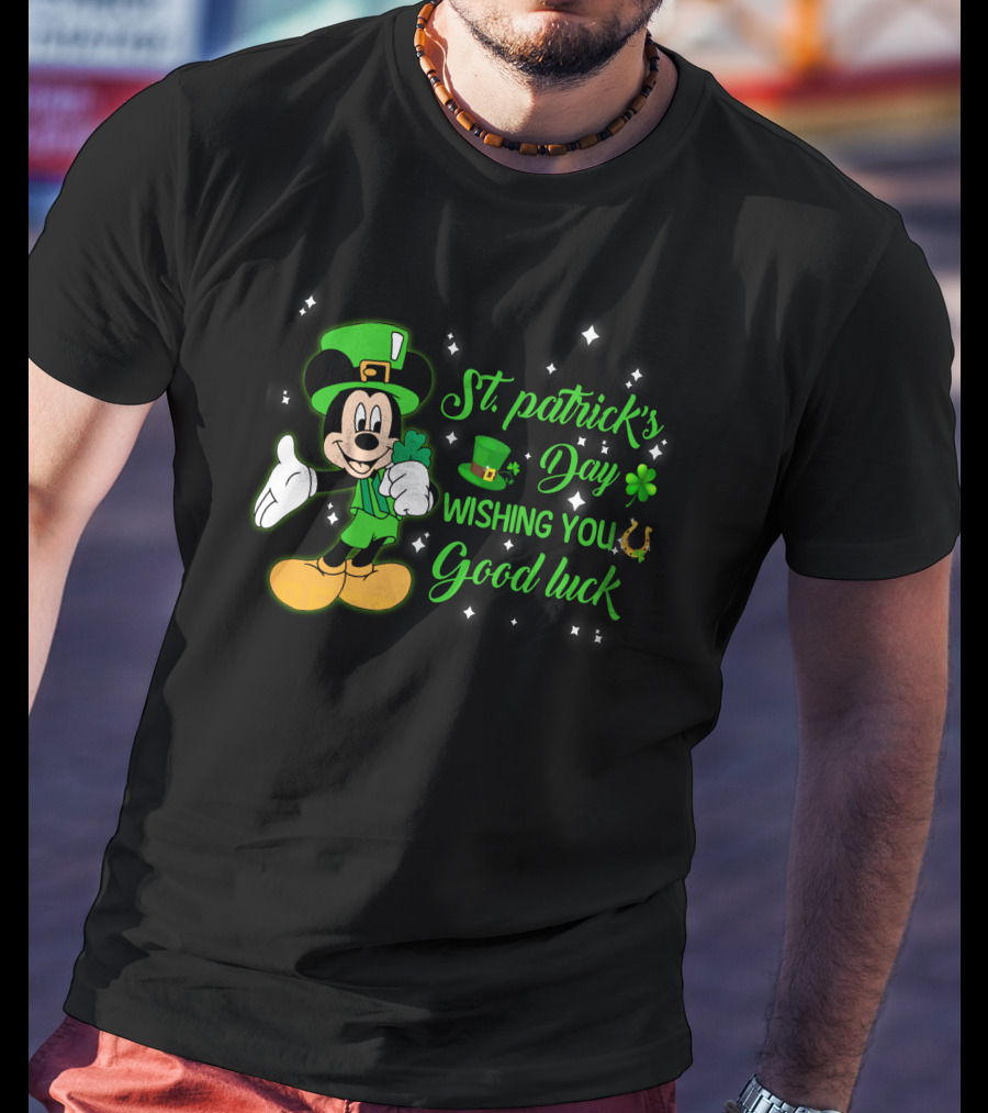 St. Patrick's Day Mickey Mouse Wishing You Good Luck T-Shirt