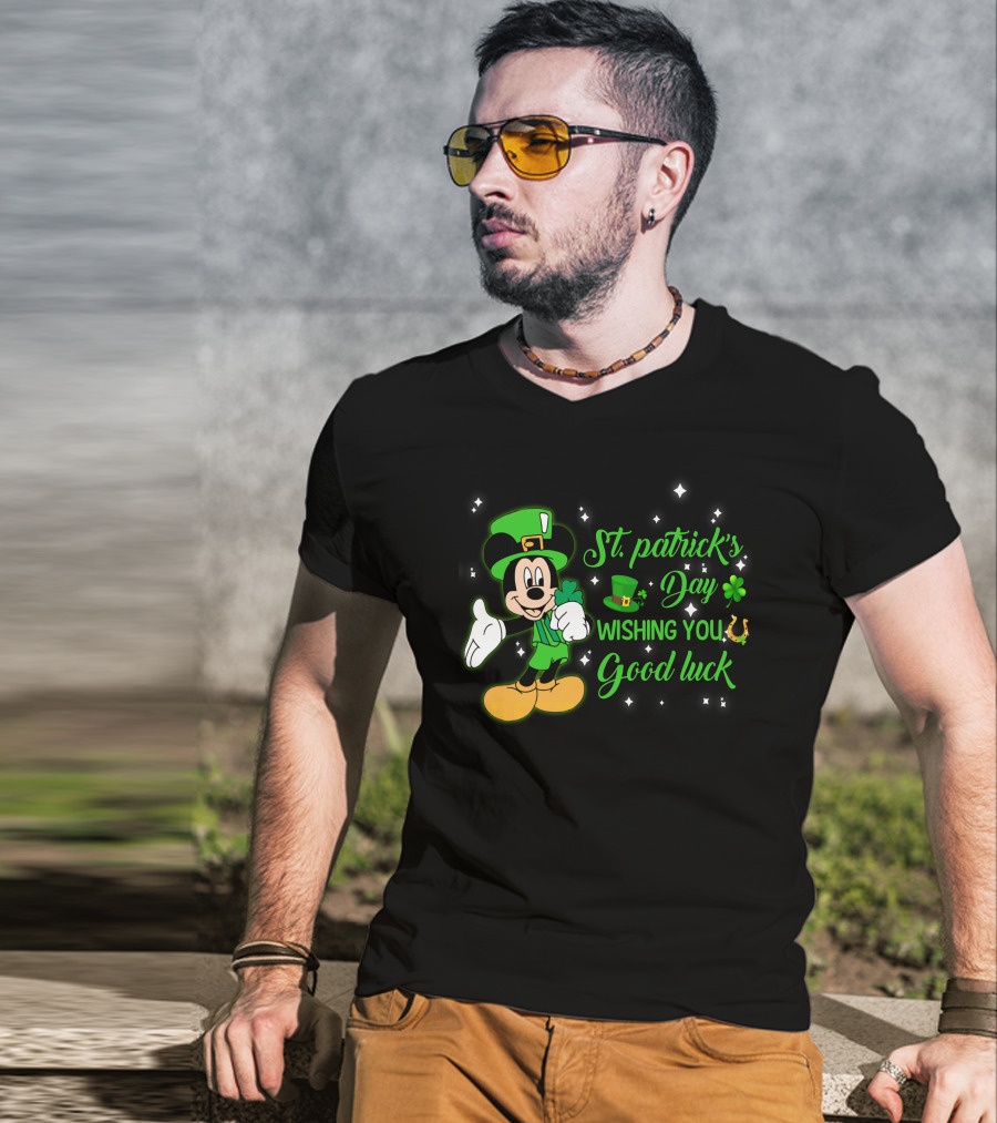 St. Patrick's Day Mickey Mouse Wishing You Good Luck T-Shirt