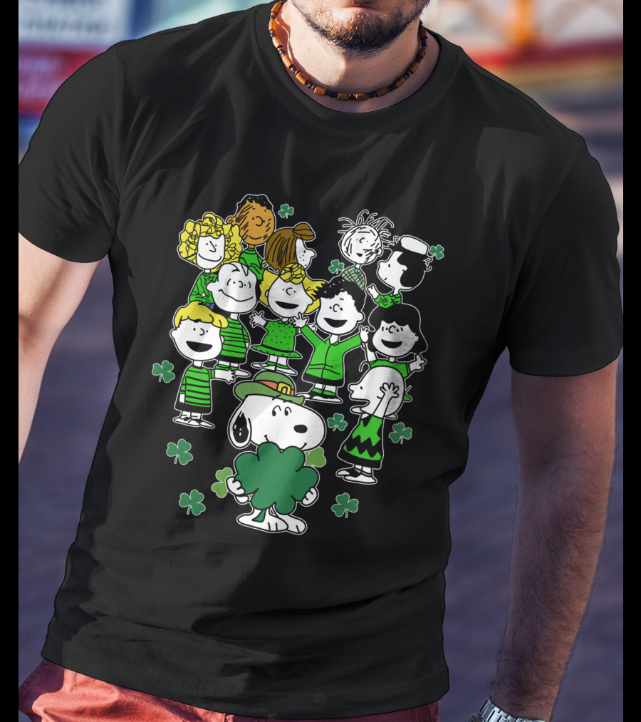 Snoopy And Friends Celebrating St. Patrick's Day With Shamrocks T-Shirt