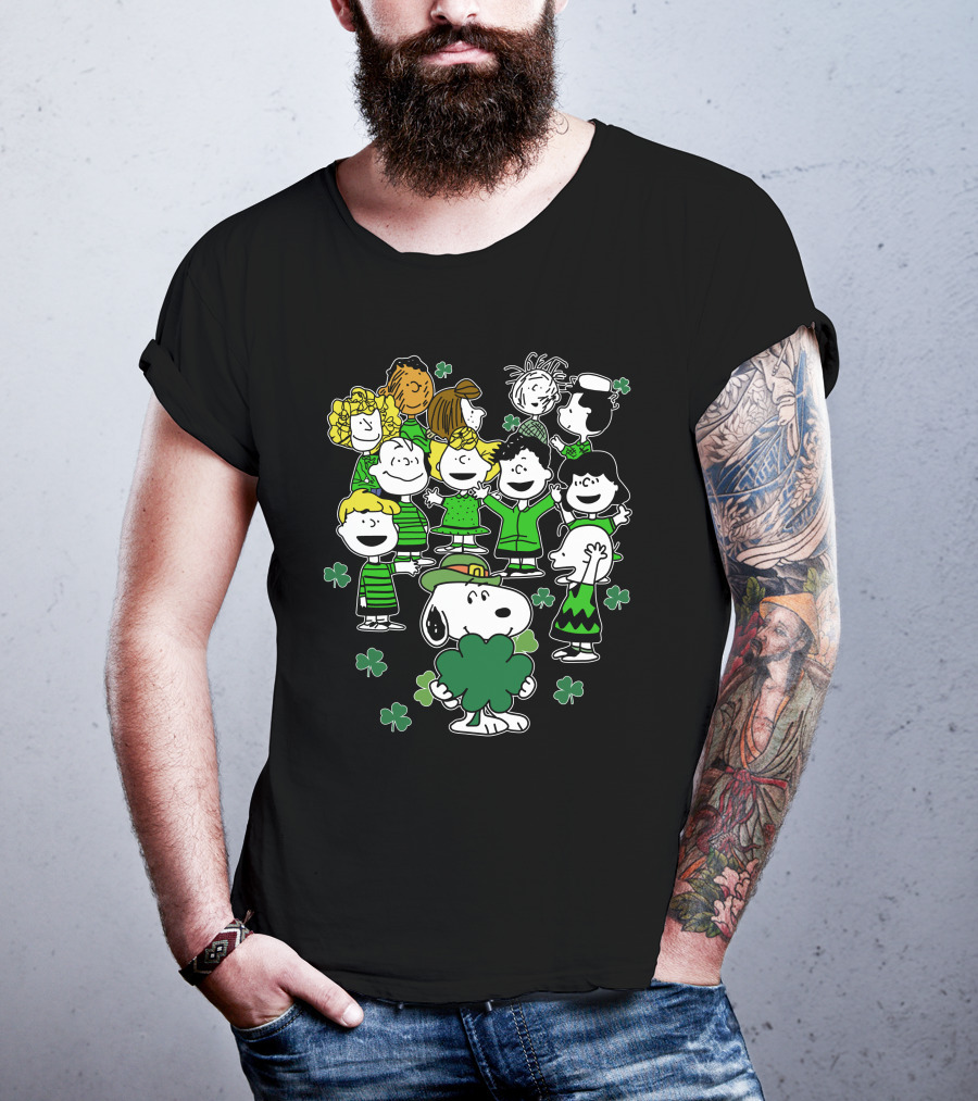 Snoopy And Friends Celebrating St. Patrick's Day With Shamrocks T-Shirt