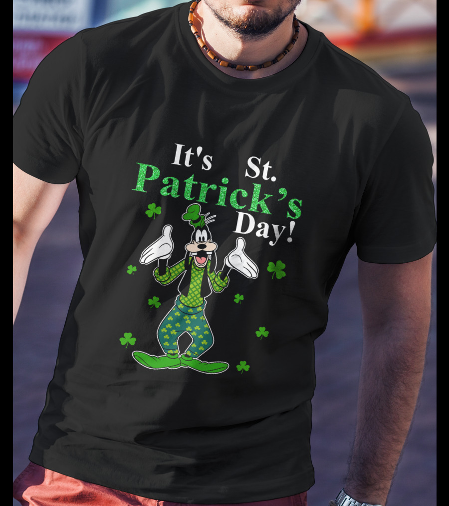 Goofy It's St Patrick's Day With Shamrocks And Bowtie Fun T-Shirt
