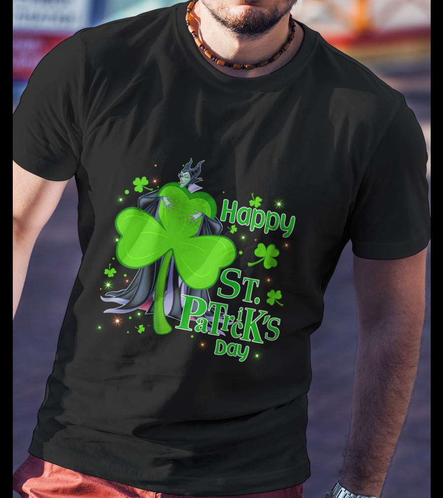 Happy St. Patrick's Day Maleficent Cloaked In Shamrock T-Shirt