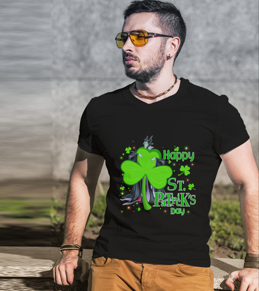 Happy St. Patrick's Day Maleficent Cloaked In Shamrock T-Shirt