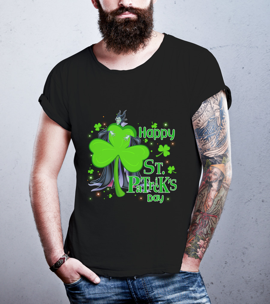 Happy St. Patrick's Day Maleficent Cloaked In Shamrock T-Shirt