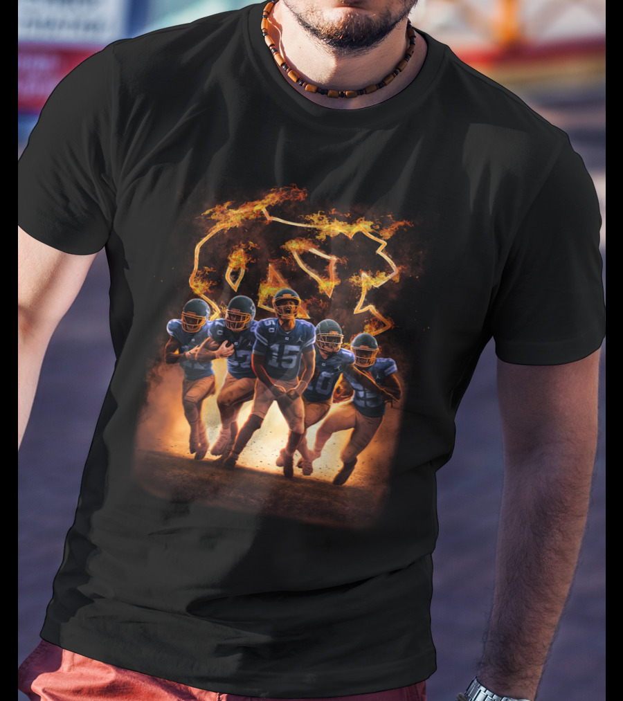North Carolina Tar Heels Fiery NC Football Players T-Shirt