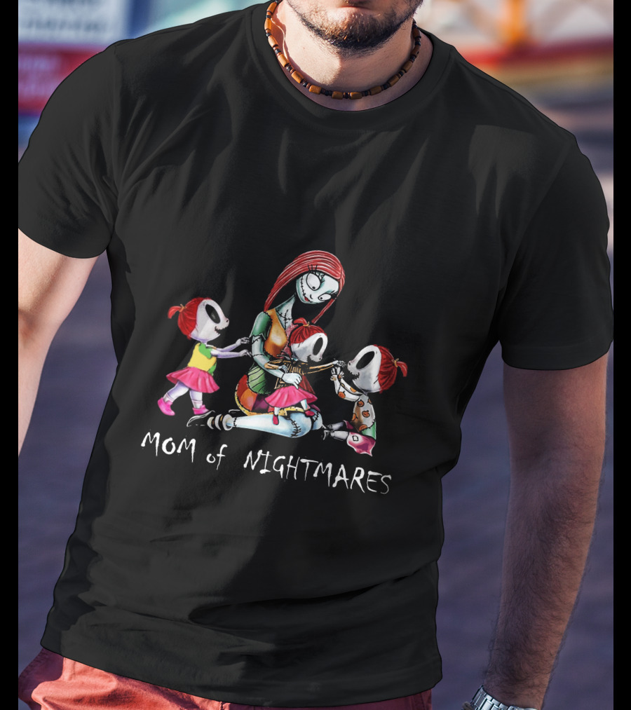Mom Of Nightmares Three Girls Halloween Themed T-Shirt