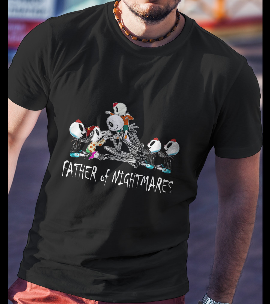 Father Of Nightmares 4 Boys 1 Girl Halloween Skeletons T-Shirt