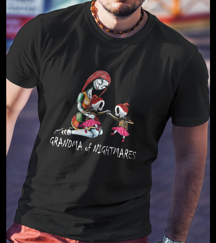 Grandma Of Nightmares With Two Girls In Striped Outfits T-Shirt