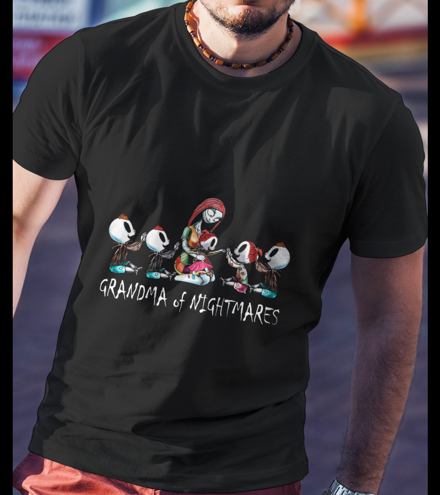 Grandma Of Nightmares With 3 Boys 2 Girls In Creepy T-Shirt