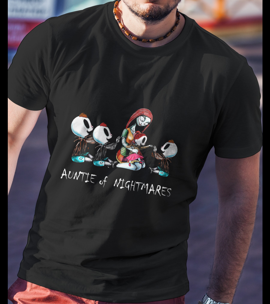 Auntie Of Nightmares With Three Skeleton Boys And One Girl T-Shirt