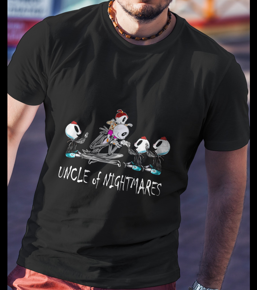 Uncle Of Nightmares With Three Skeleton Boys And One Girl T-Shirt