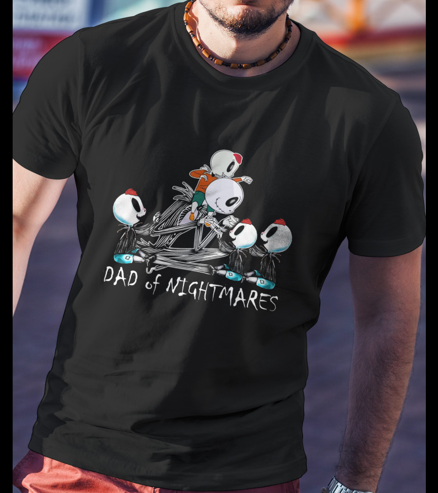 Dad Of Nightmares With Four Skull Characters T-Shirt