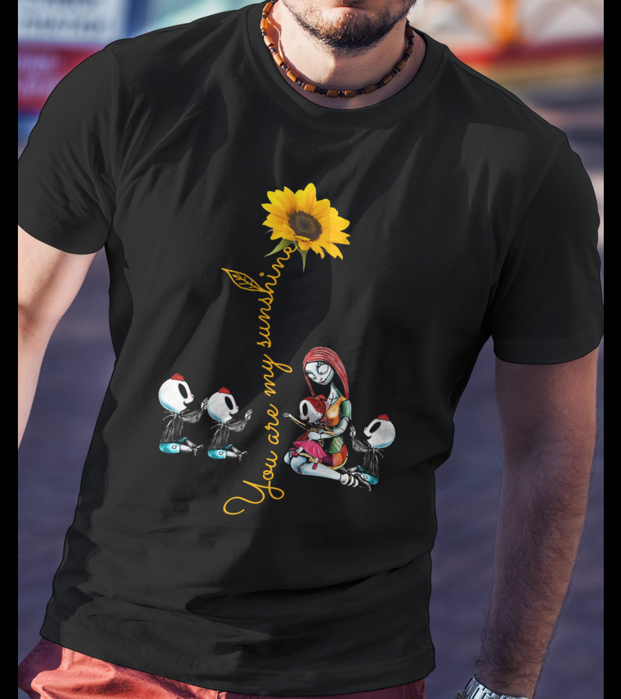 3 Boys 1 Girl You Are My Sunshine Skeletons Sunflower Inspiration T-Shirt