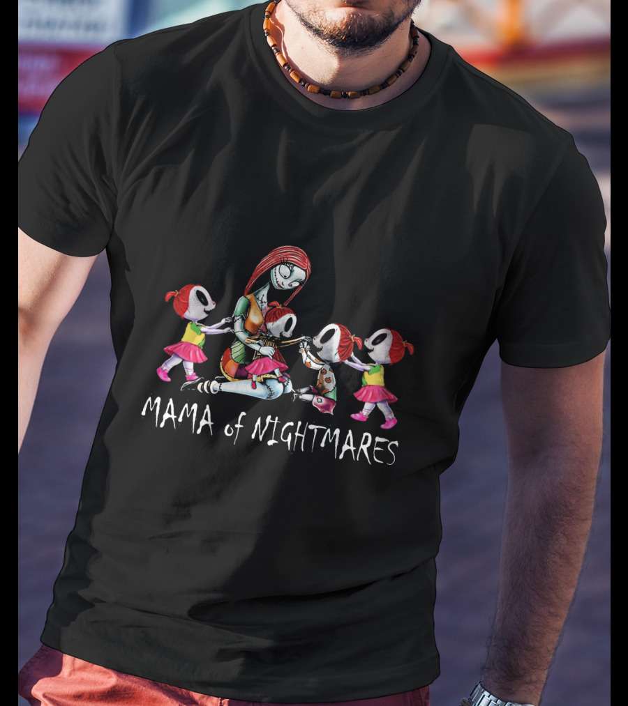 Mama Of Nightmares With 4 Girls Halloween T-Shirt