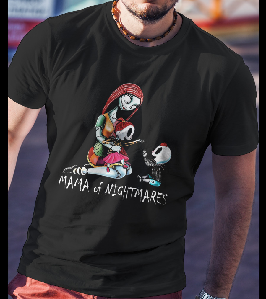 Mama Of Nightmares With Stitch Character Twins T-Shirt