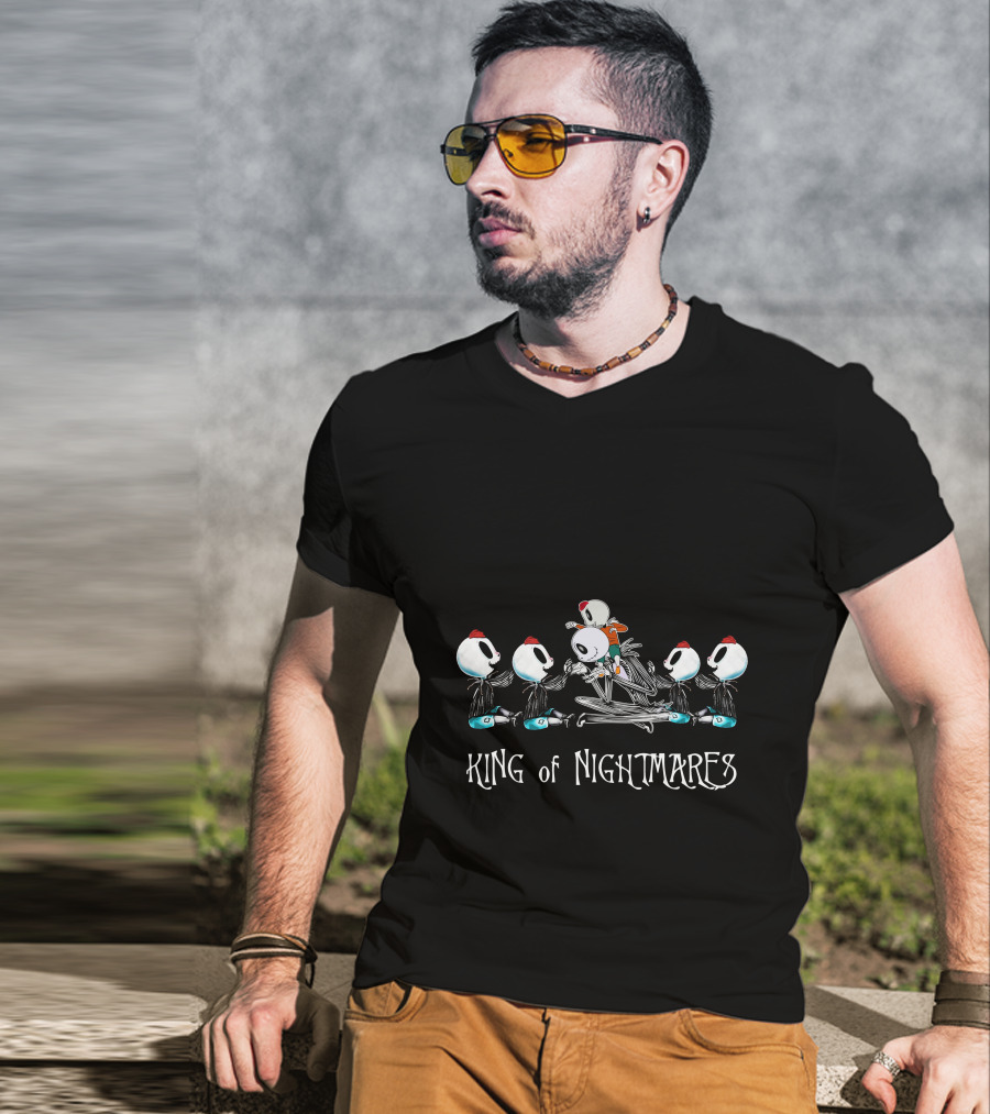 King Of Nightmares With Five Skeleton Boys Red Hats T-Shirt