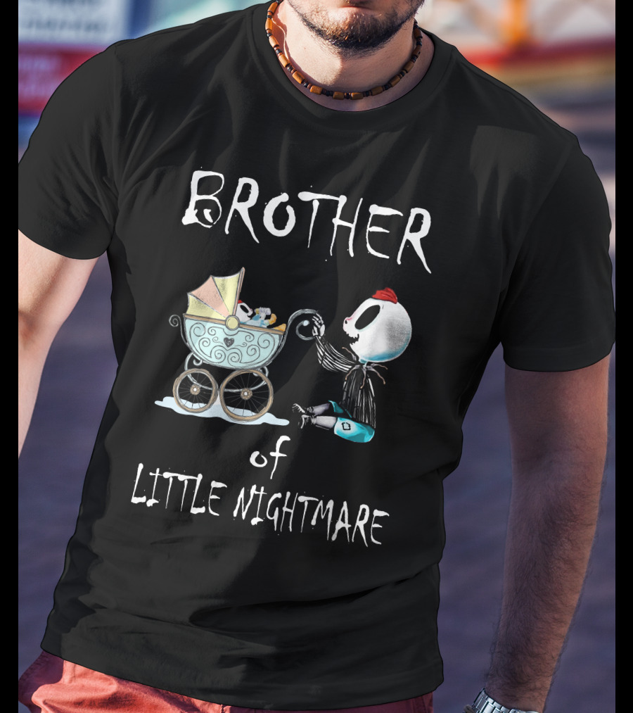 BROTHER Of LITTLE NIGHTMARE Baby Carriage Skull Figure Playful Scene T-Shirt