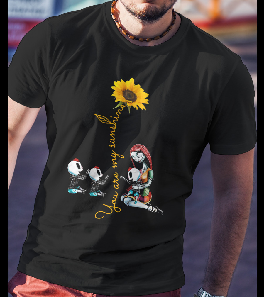 3 Boys You Are My Sunshine Sunflower With Characters In Love Hug T-Shirt