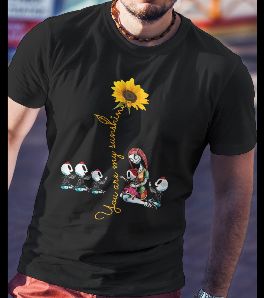 4 Boys 1 Girl You Are My Sunshine Sunflower With Skeleton Family T-Shirt