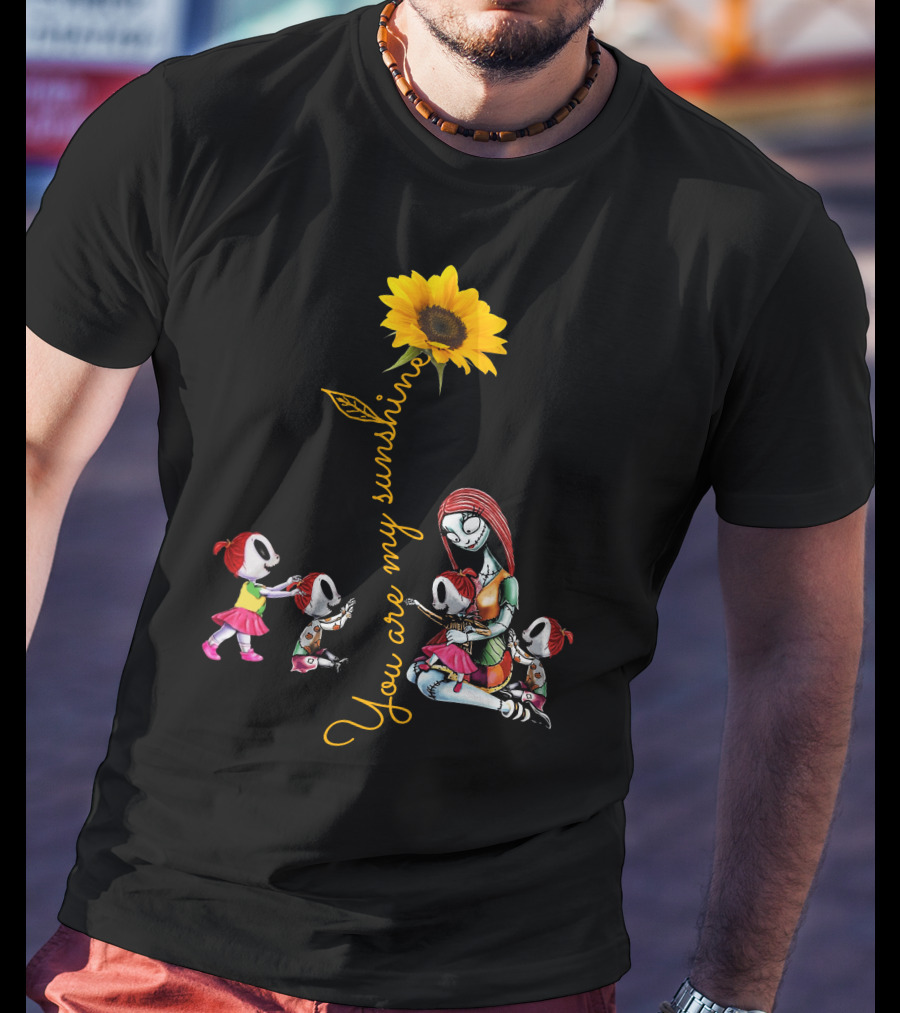 You Are My Sunshine Sunflower With 4 Girls And Stylized Character Hugging T-Shirt