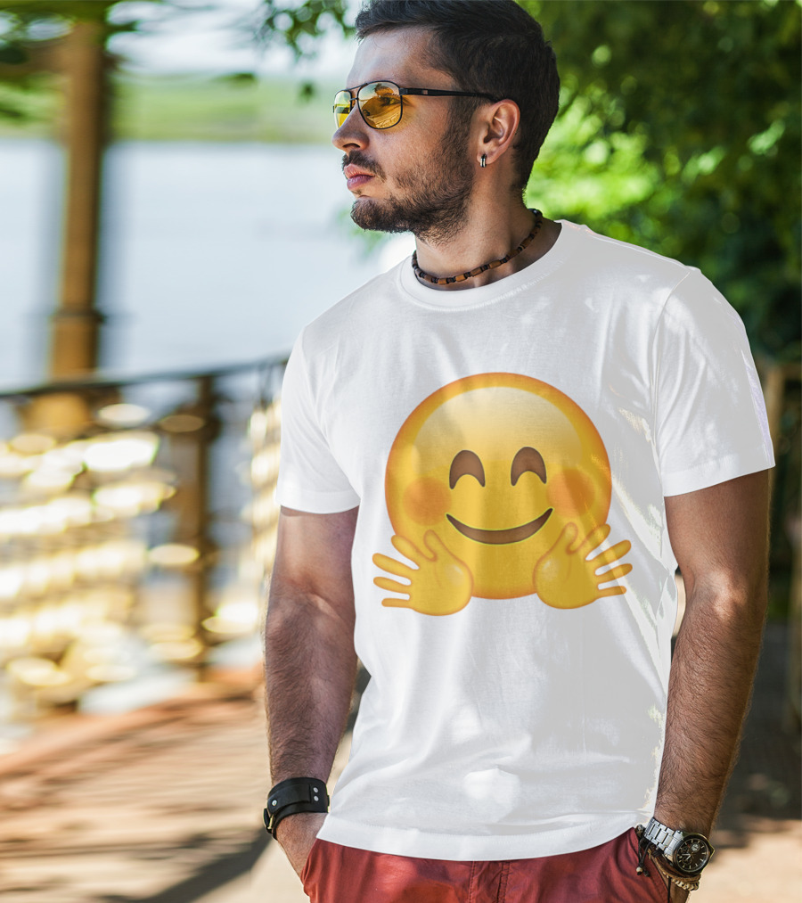 Hugging Face Smiley Emoji With Hands T-Shirt