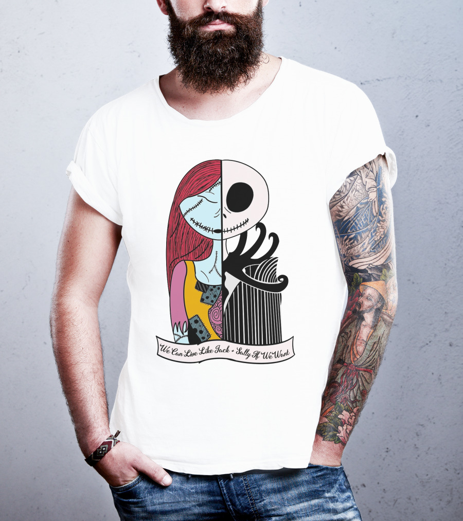 Jack Skellington And Sally Blink 182 We Can Live Like Jack Sally If We Want T-Shirt
