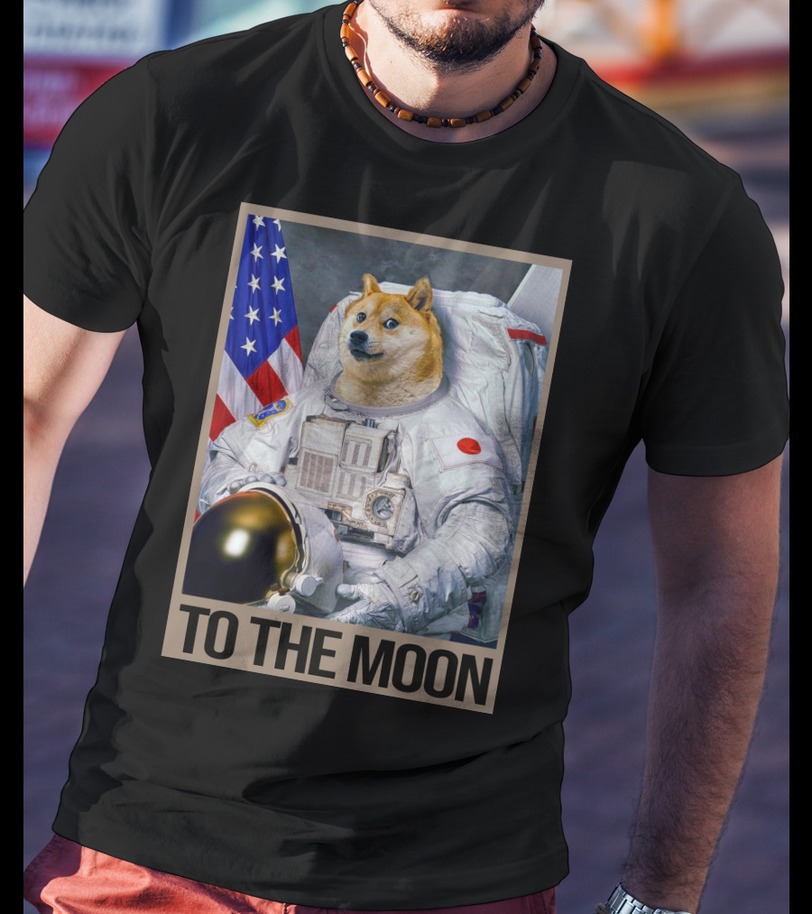 Shibainu Dogecoin Astronaut To The Moon T-Shirt