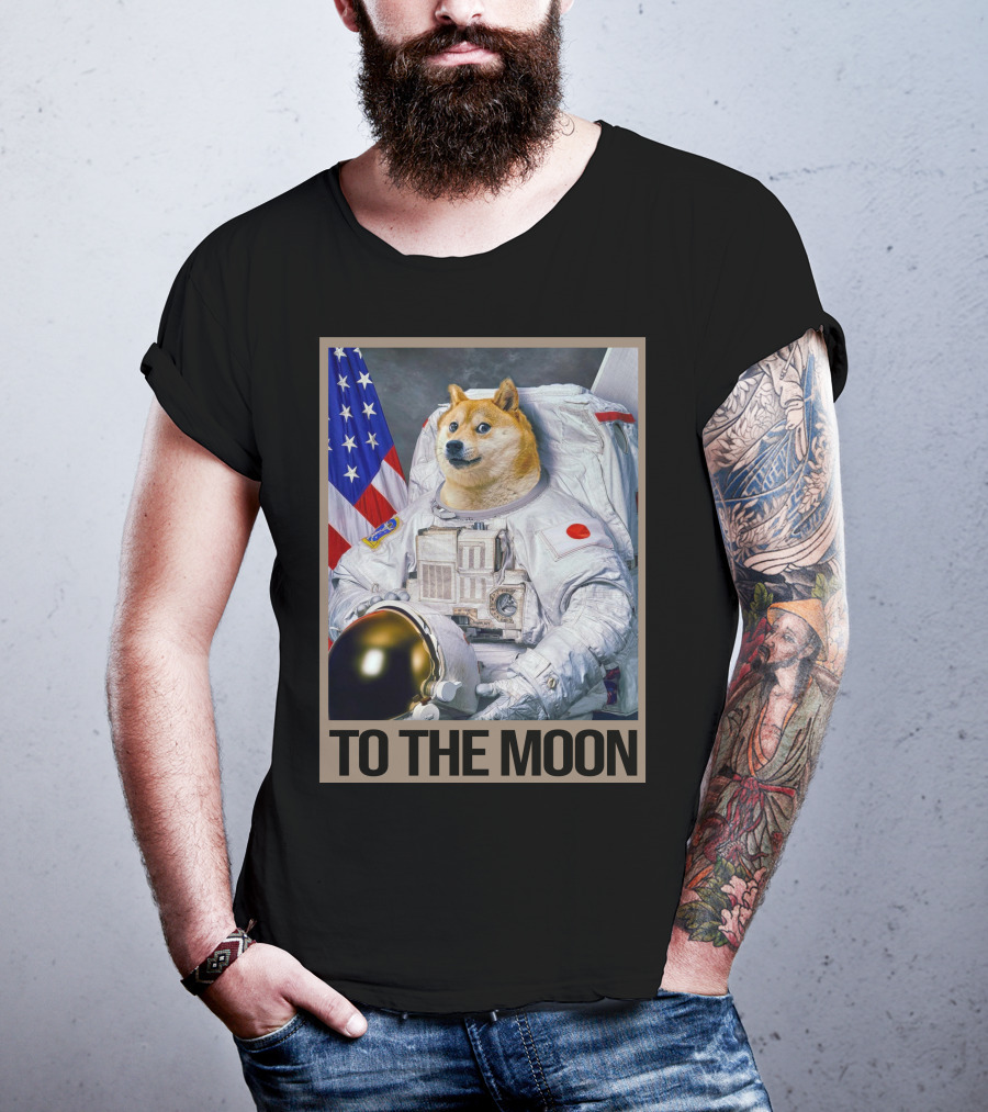 Shibainu Dogecoin Astronaut To The Moon T-Shirt