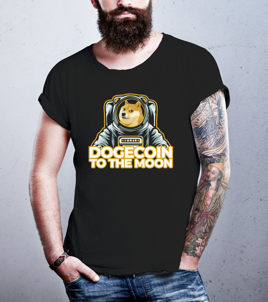 Shiba Dogecoin Astronaut Journey To The Moon T-Shirt
