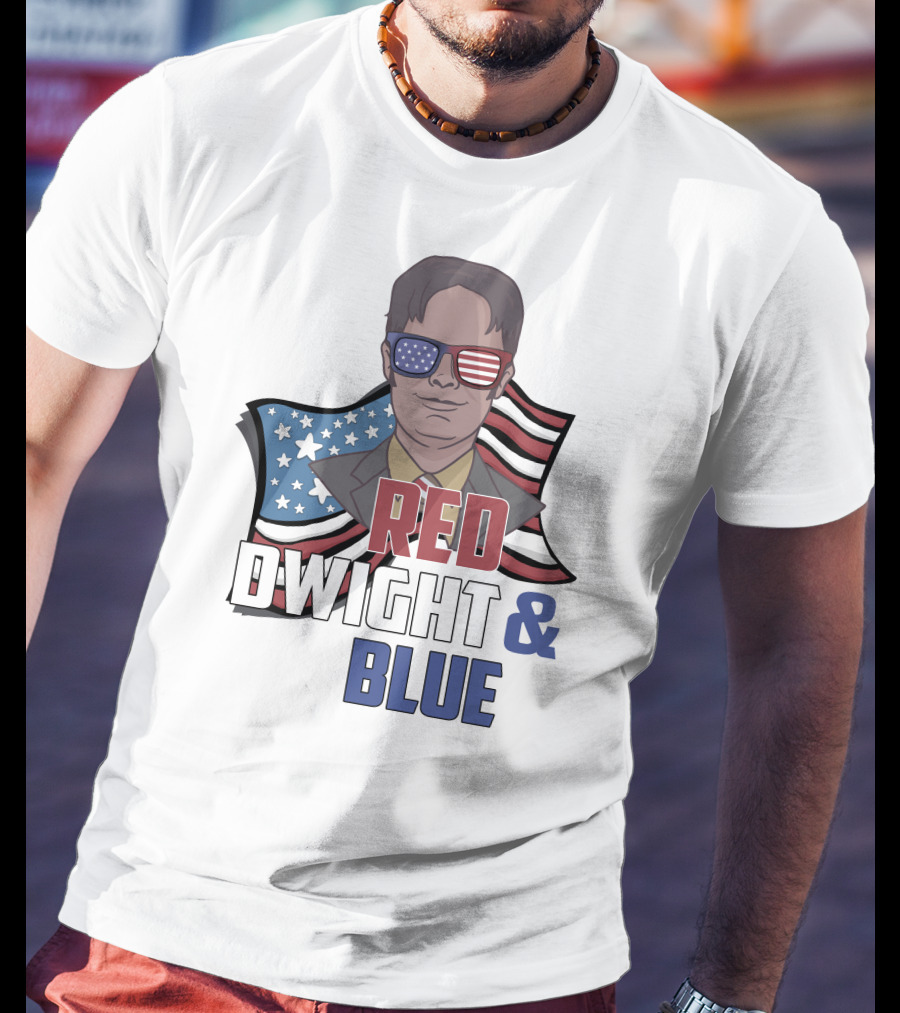 Dwight Red White And Blue Glasses American Flag T-Shirt
