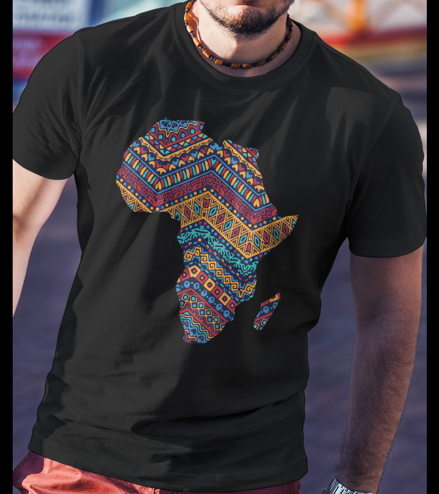 Africa Flag Kente Cloth Black Pride African American Map T-Shirt