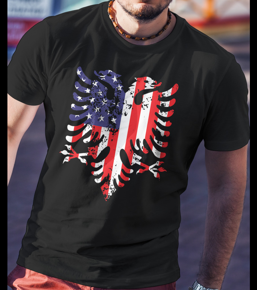 Albanian Eagle American Flag USA Albania Iconic T-Shirt