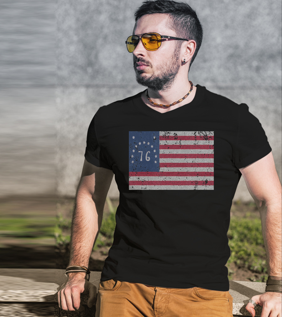 American Bennington Flag 76 United States Of America 1776 T-Shirt