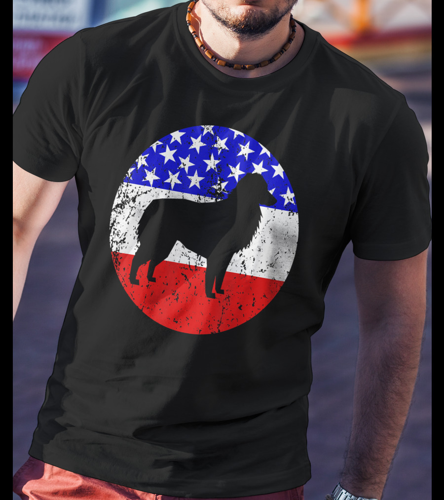 American Flag Australian Shepherd Silhouette Vintage Aussie Dog T-Shirt