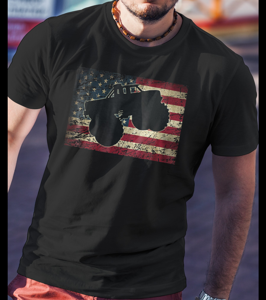 American Flag Monster Truck Silhouette Over T-Shirt