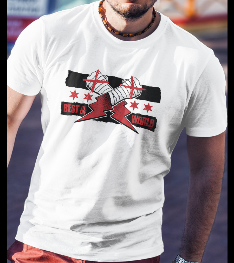 Best In The World CM Punk First AEW Gift Fists Stars Lightning Bolts T-Shirt