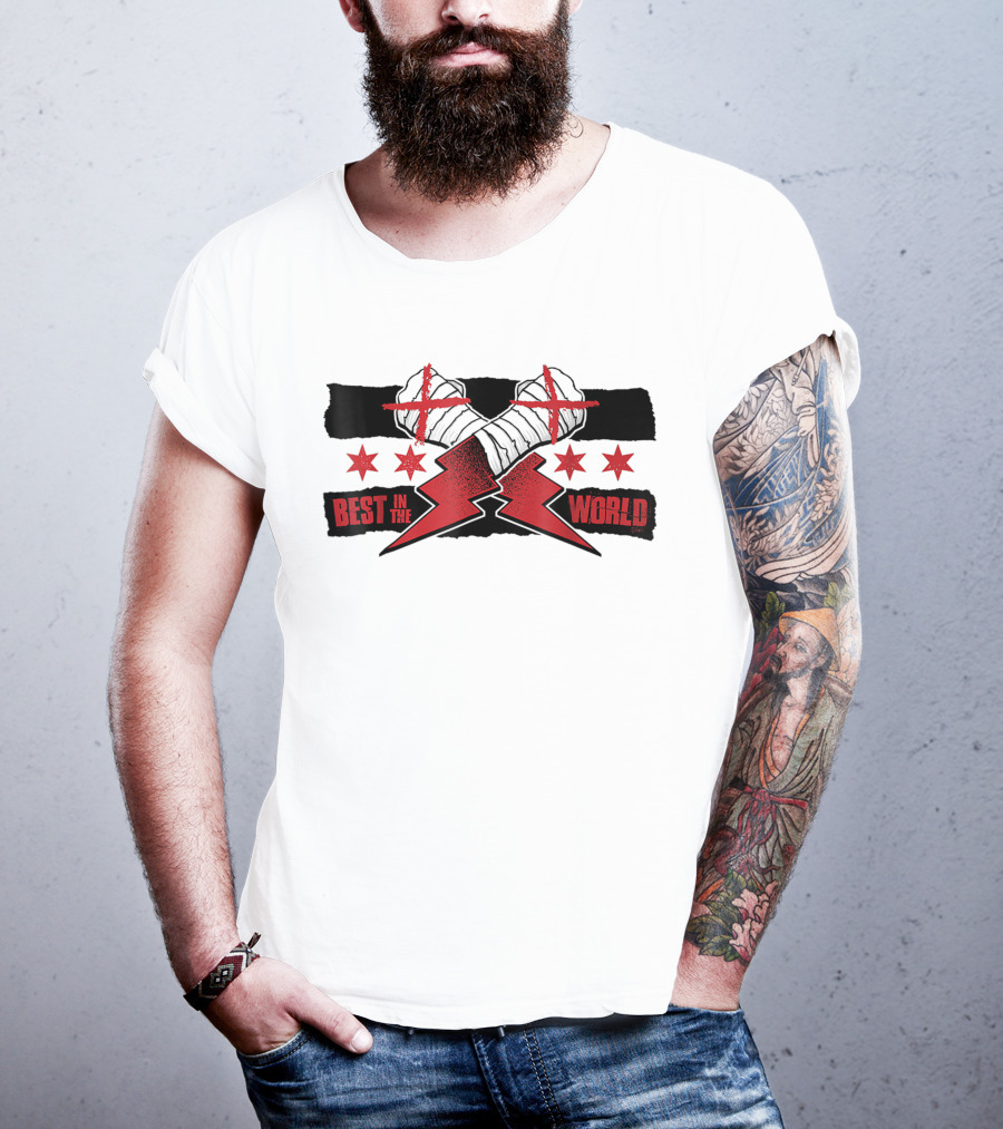 Best In The World CM Punk First AEW Gift Fists Stars Lightning Bolts T-Shirt