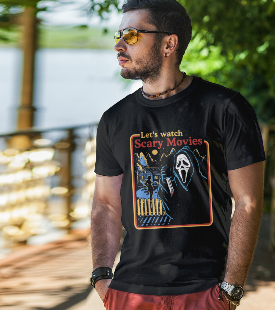 Let's Watch Scary Movies Scream Horror T-Shirt