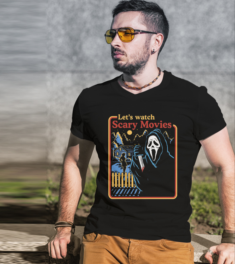 Let's Watch Scary Movies Scream Horror T-Shirt