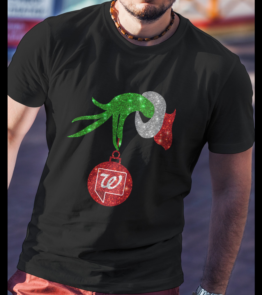 Glittery Green Hand With Walgreens Ornament Christmas Image T-Shirt