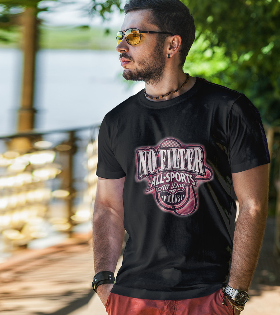 No Filter All Sports All Day Podcast Microphone Emblem T-Shirt