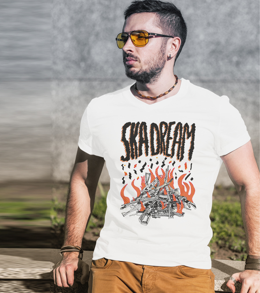 SKA DREAM Flames And Instruments Pile T-Shirt