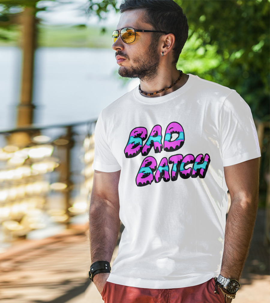 Bad Batch Dripping Pink And Blue Text T-Shirt