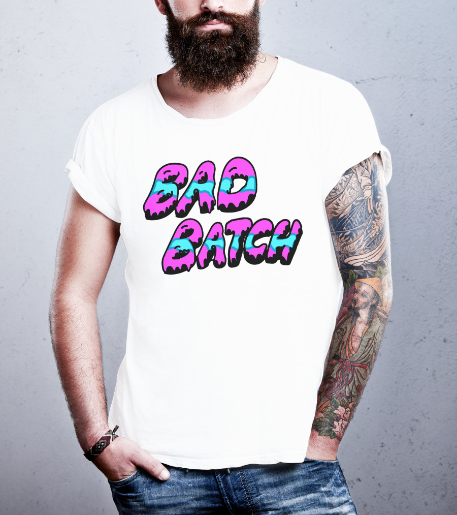 Bad Batch Dripping Pink And Blue Text T-Shirt