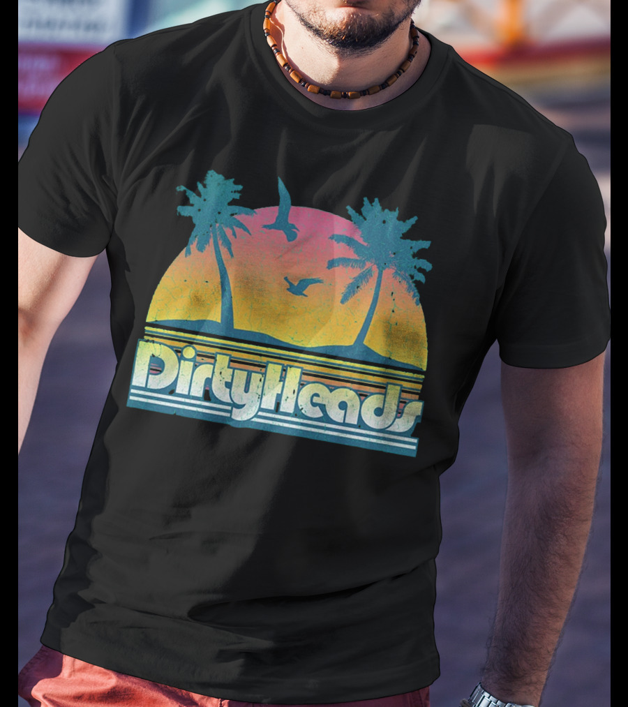 Dirty Heads Sunset Palm Trees And Birds T-Shirt